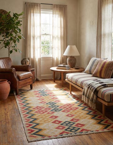 3' 6 x 6' 5 Hand Woven Kilim Maymana Wool Rug