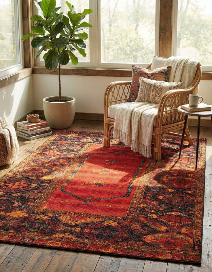 Detail image of 7' 10 x 11'  Washable Tribal Indoor / Outdoor Rug