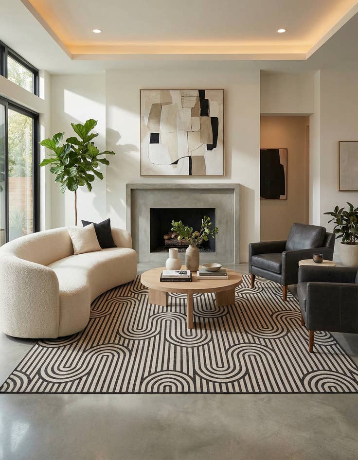 Detail image of  13' x 13'  Washable Modern Indoor / Outdoor Square Rug