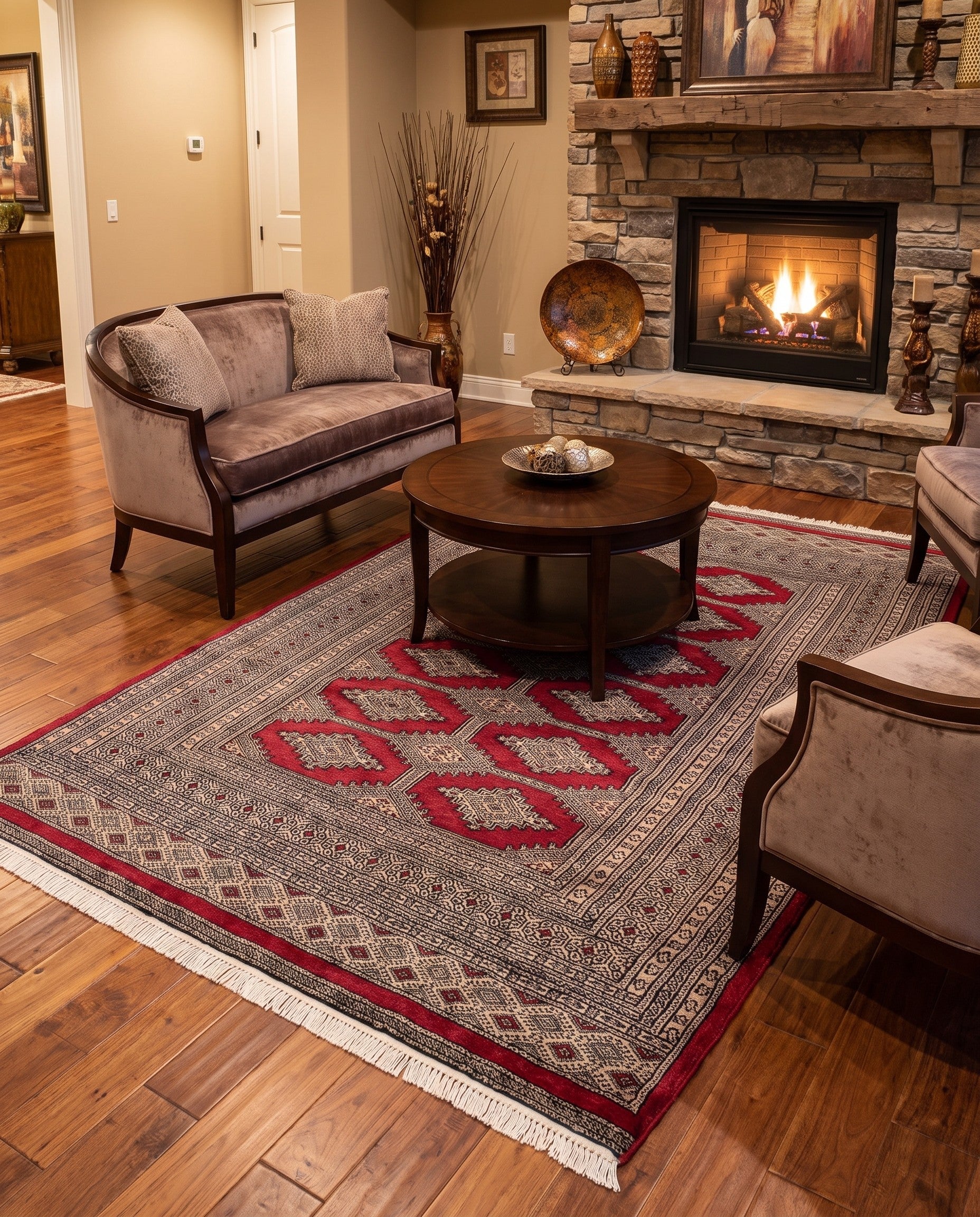 4' 7 x 6' 4 Hand Knotted Bokhara Wool Rug