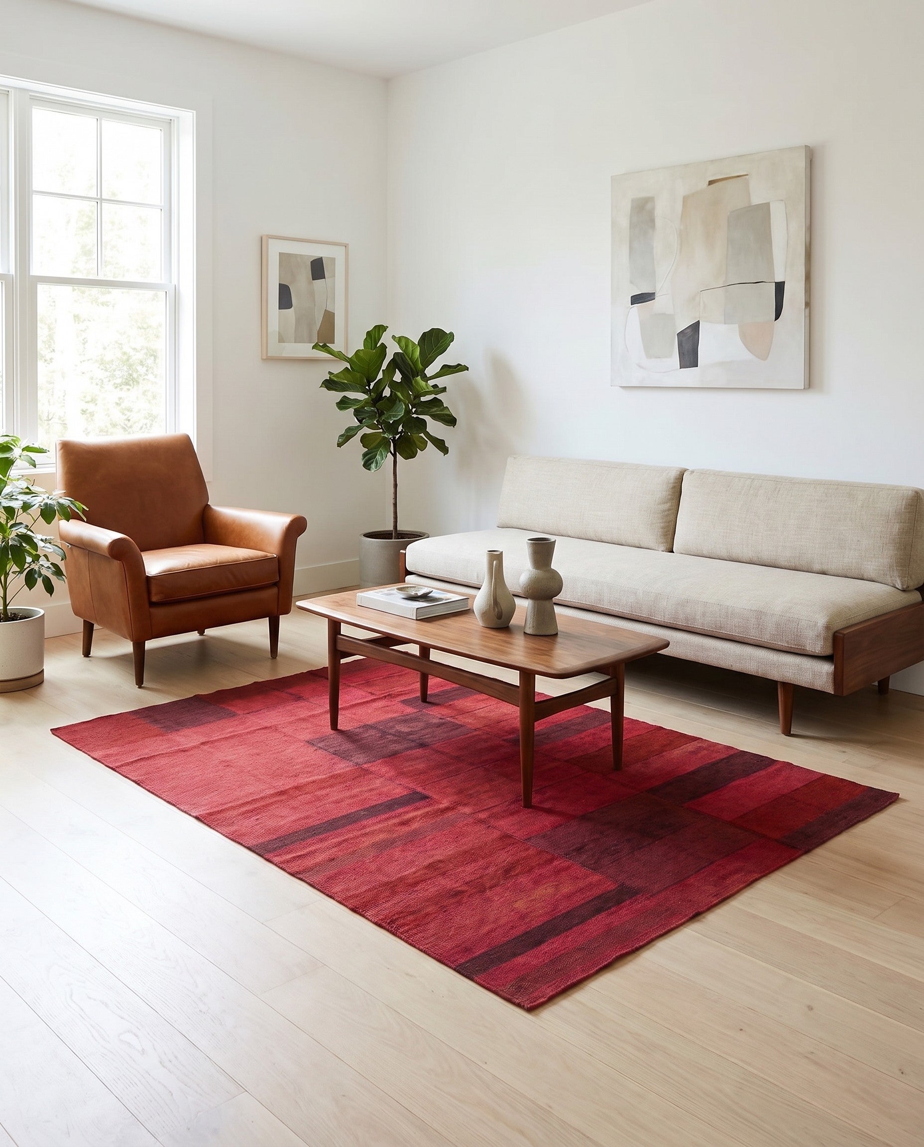 4' 7 x 6' 3 Hand Woven Kilim Modern Wool Rug