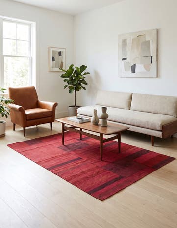 4' 7 x 6' 3 Hand Woven Kilim Modern Wool Rug
