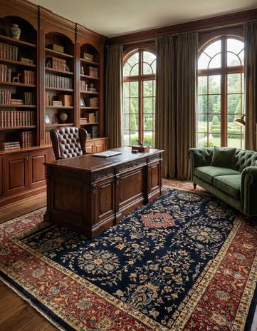 6' 6 x 9' 8 Hand Knotted Sarough Oriental Wool Rug
