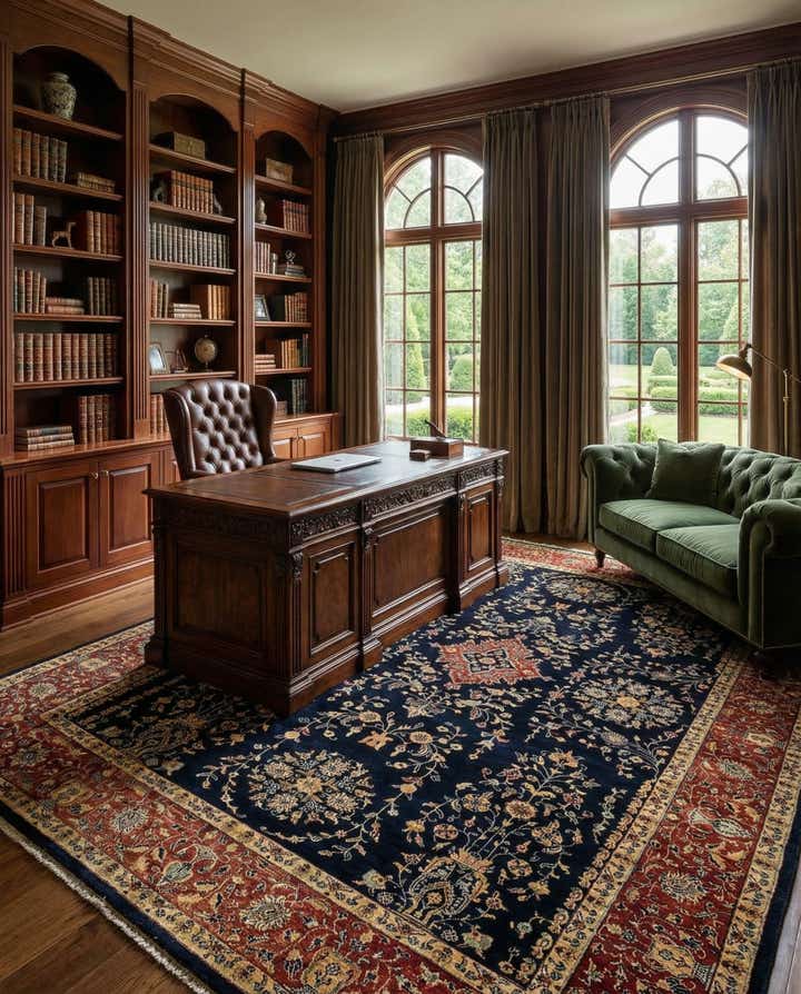 6' 6 x 9' 8 Hand Knotted Sarough Oriental Wool Rug