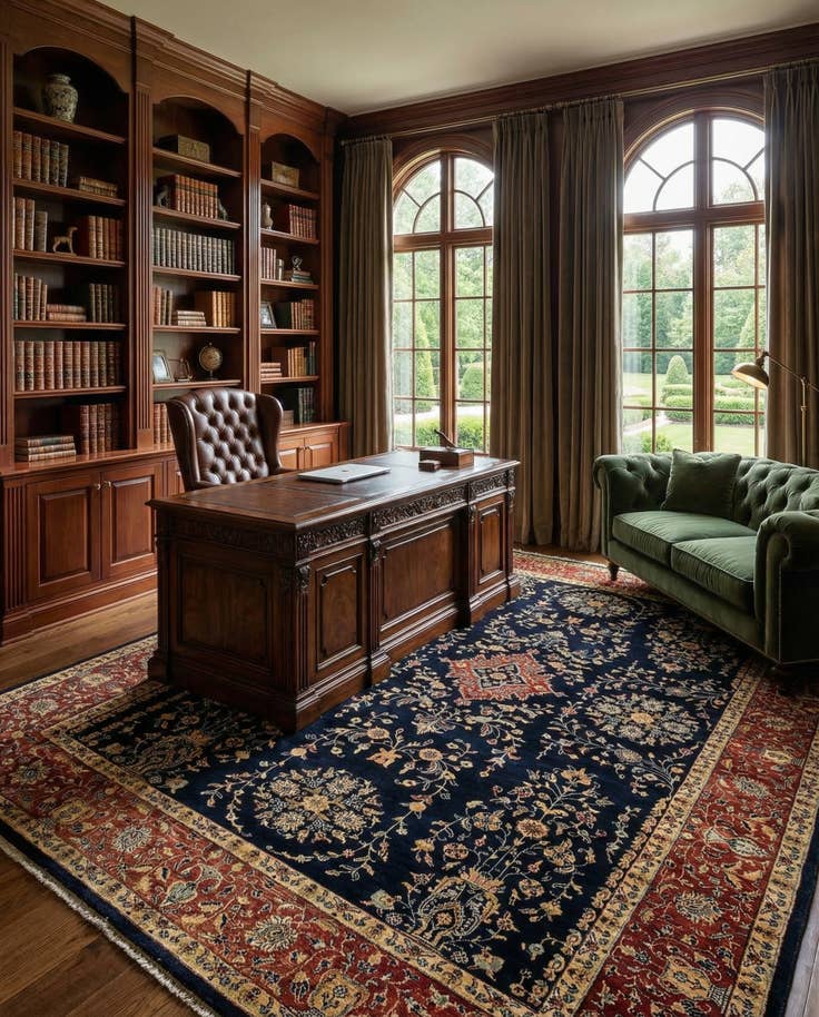 Detail image of 6' 6 x 9' 8 Hand Knotted Sarough Oriental Wool Rug