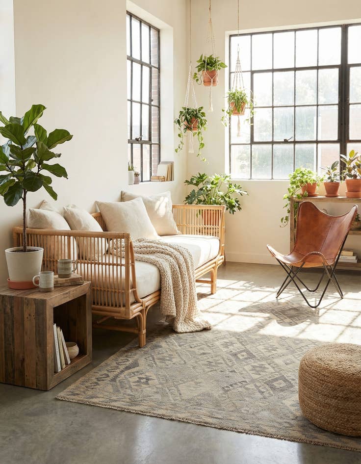 Detail image of 4' 11 x 6' 7  Hand Woven Kilim Maymana Wool Rug