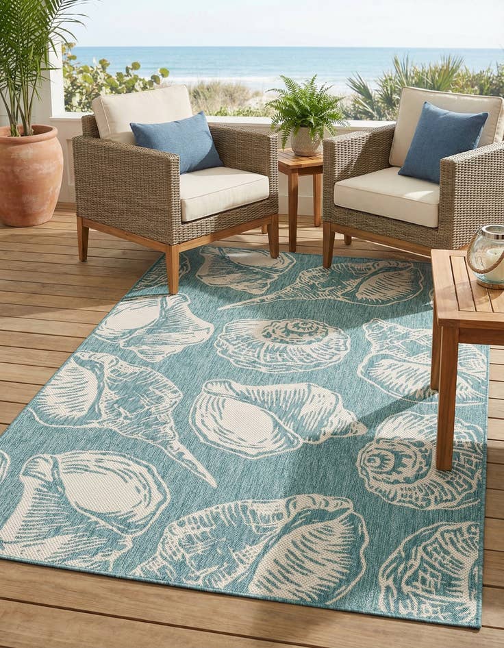 Detail image of 6' x 9'  Washable Coastal Indoor / Outdoor Rug