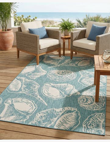 6' x 9' Easy-Clean Coastal Indoor / Outdoor Rug