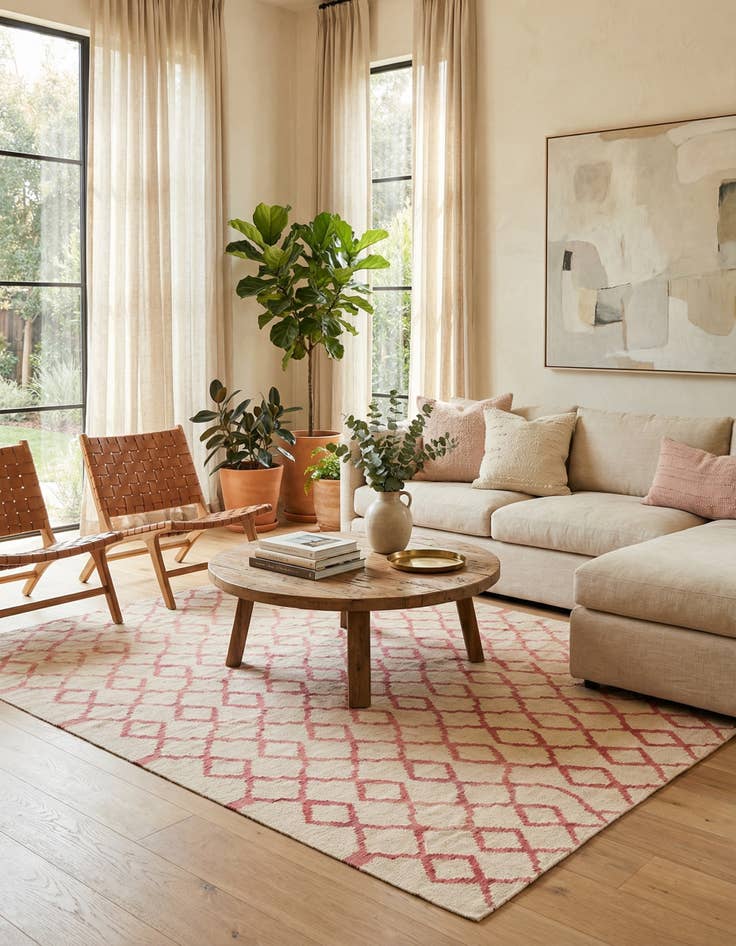 Detail image of 6' 6 x 7' 7  Hand Woven Kilim Modern Wool Square Rug