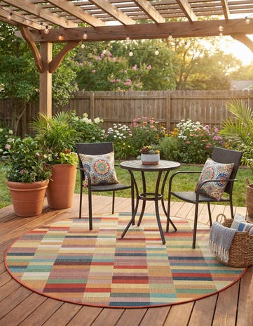 Easy-Clean Baja Indoor / Outdoor Round Rug
