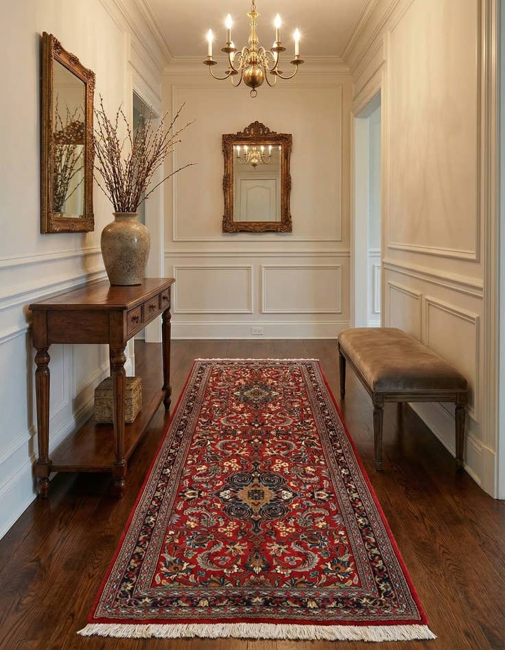 Detail image of  2' 8 x 6' 4  Hand Knotted Qom Persian Runner Rug