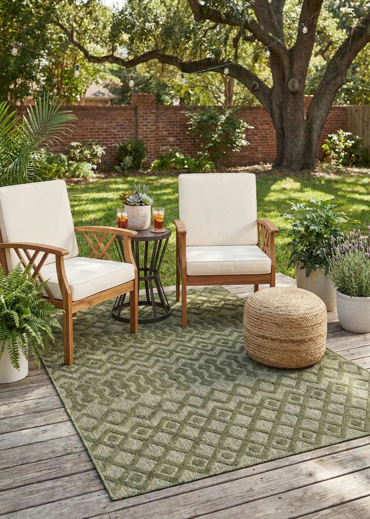 6' x 9' Easy-Clean Trellis Textured Indoor / Outdoor Rug