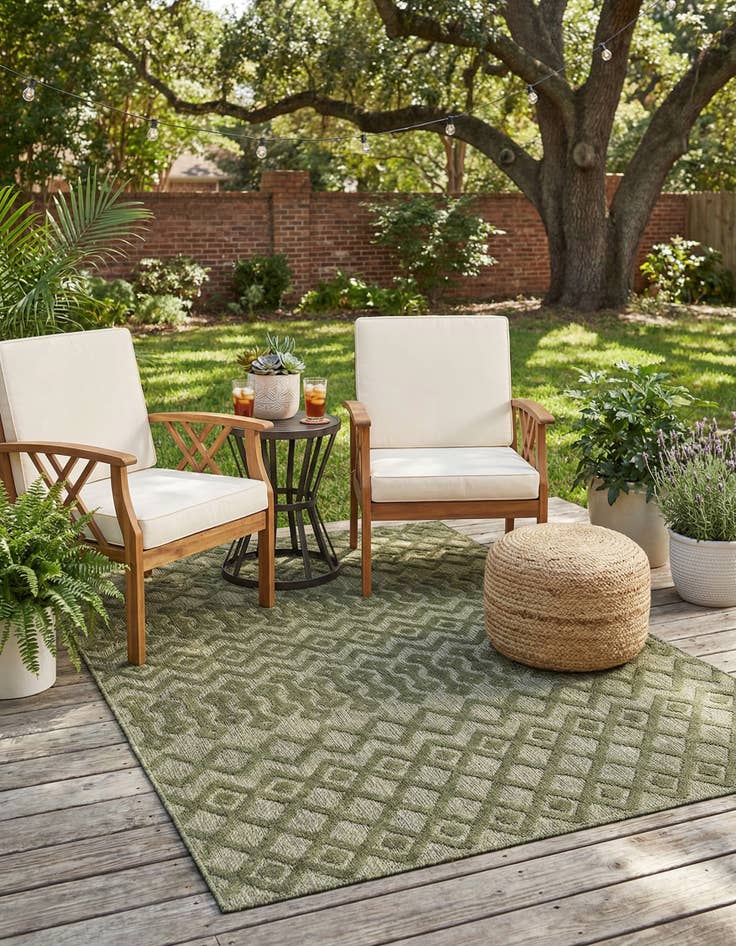 Detail image of 6' x 9' Easy-Clean Trellis Textured Indoor / Outdoor Rug