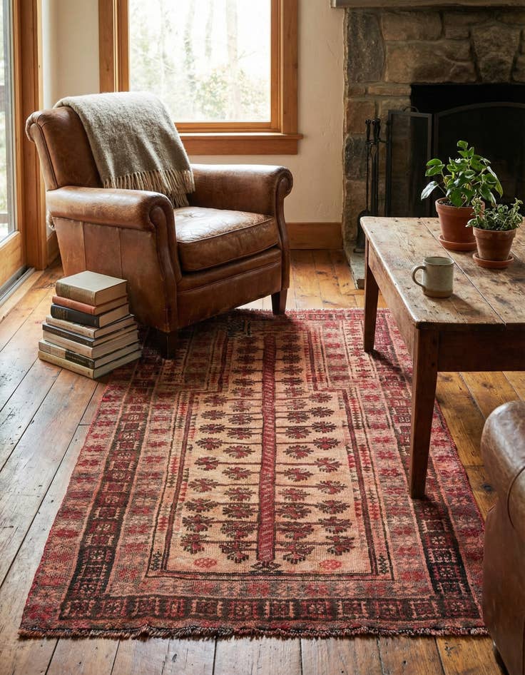 Detail image of 2' 10 x 4' 7  Hand Knotted Ultra Vintage Persian Wool Rug