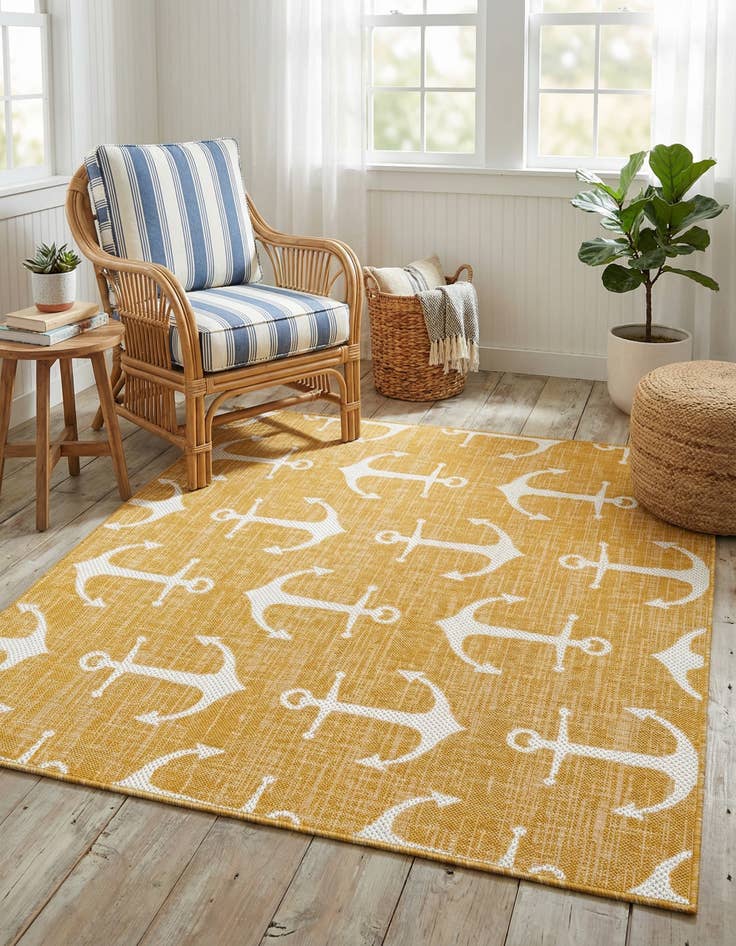 Detail image of 5' 3 x 5' 3  Washable Coastal Indoor / Outdoor Square Rug