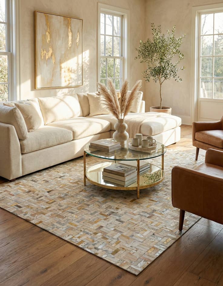 Detail image of 5' x 8' Cowhide Stocks Rug