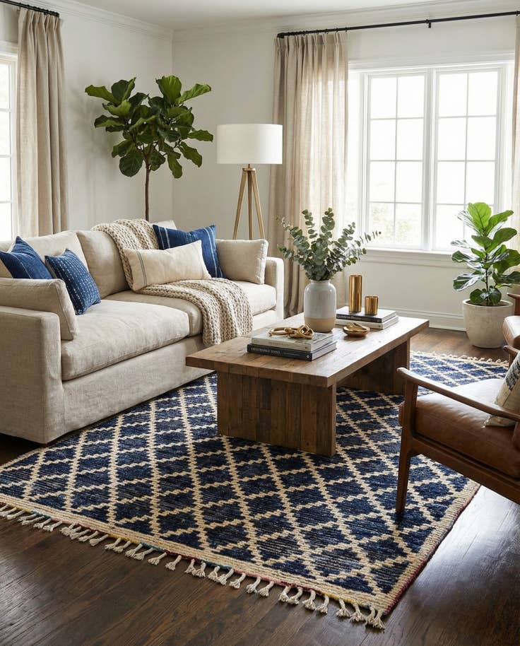 Detail image of 5' 10 x 9' 7 Hand Knotted Darya Wool Rug