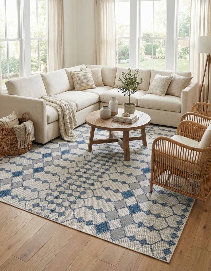 Detail image of  10' x 10'  Washable Lattice Indoor / Outdoor Square Rug