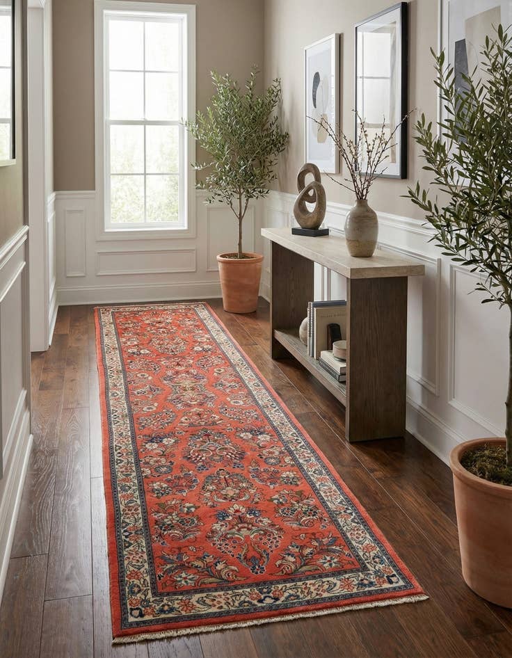 Detail image of 2' 5 x 11' 7 Sarouk Wool Runner Rug