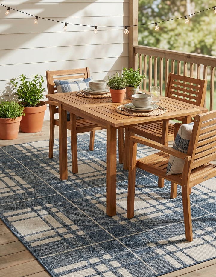 6' x 9' Easy-Clean Checkered Indoor / Outd...