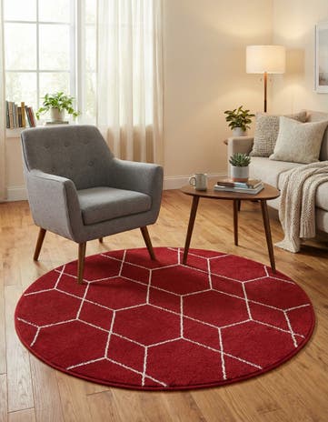 4' x 4' Lattice Frieze Round Rug