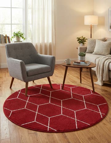 4' x 4' Lattice Frieze Round Rug