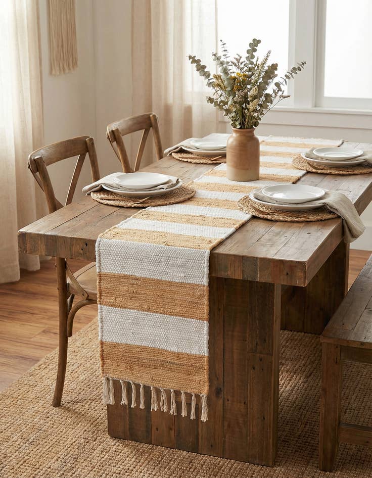 Detail image of  1' 2 x 6' 1  Hand Woven Chindi Rag Table Runner Rug