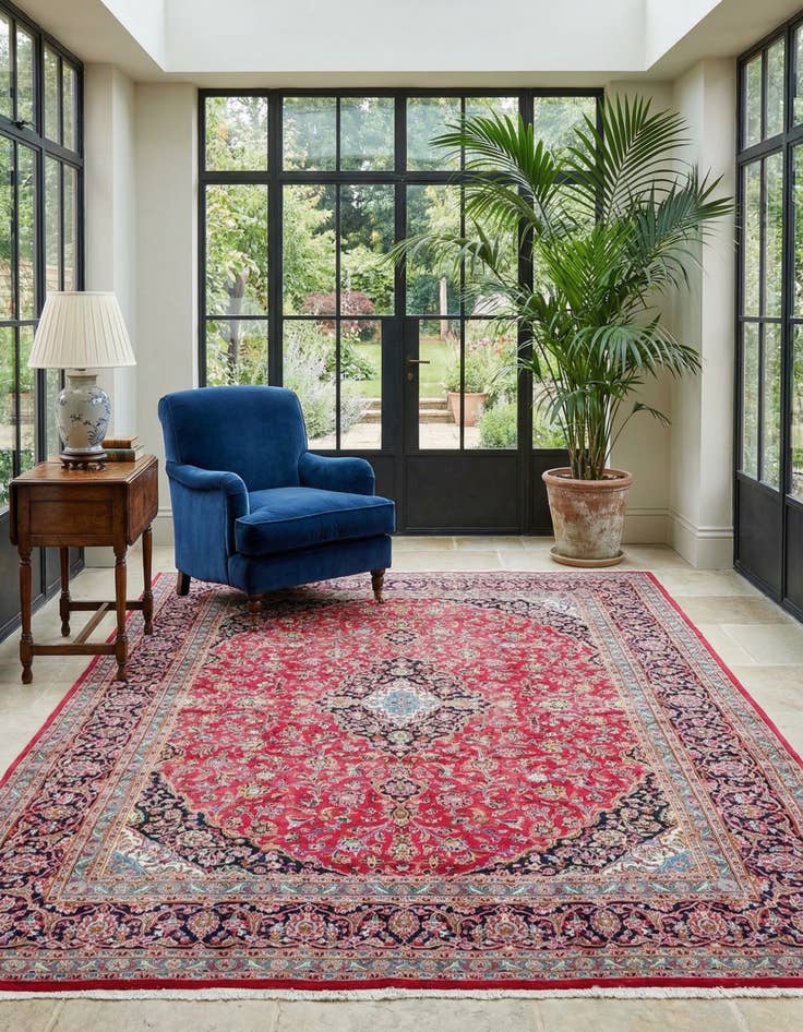 Detail image of 9' 8 x 12' 7  Hand Knotted Mashad Persian Wool Rug