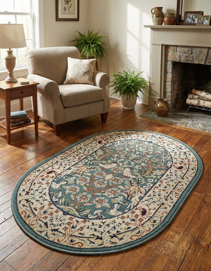 Detail image of  2' x 3' Nain Design Oval Rug