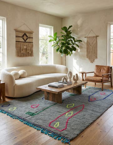6' 6 x 9' 4 Hand Knotted Moroccan Wool Rug
