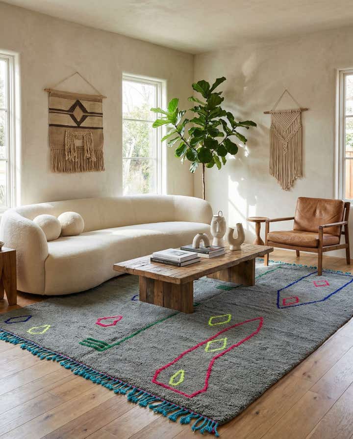 6' 6 x 9' 4 Hand Knotted Moroccan Wool Rug