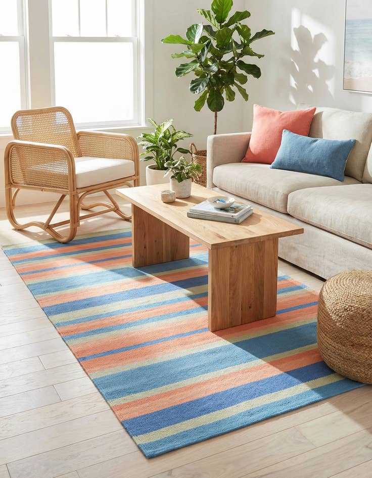 Detail image of 3' 1 x 5' 1  Hand Woven Flatweave Cotton Dhurrie Rug