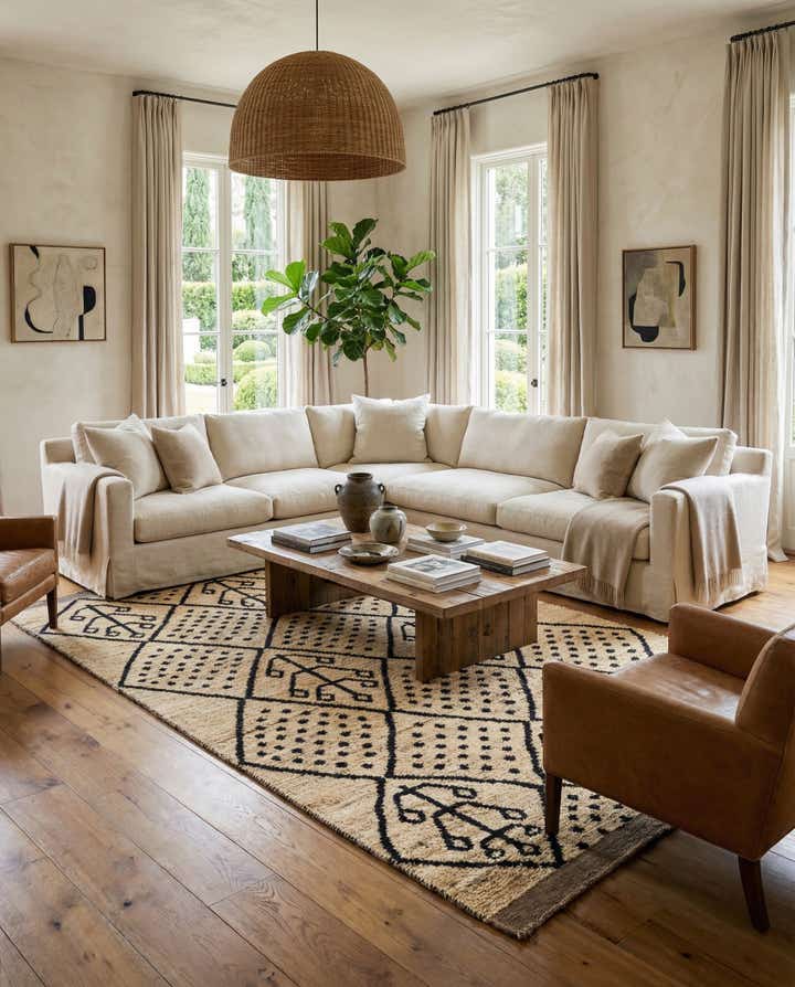 5' 10 x 9' 7 Hand Knotted Moroccan Wool Rug