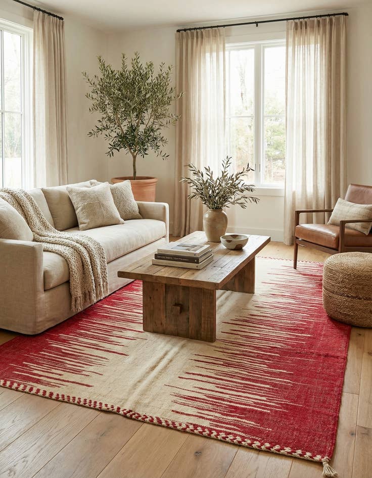 Detail image of  6' 6 x 10'  Hand Knotted Moroccan Wool Rug