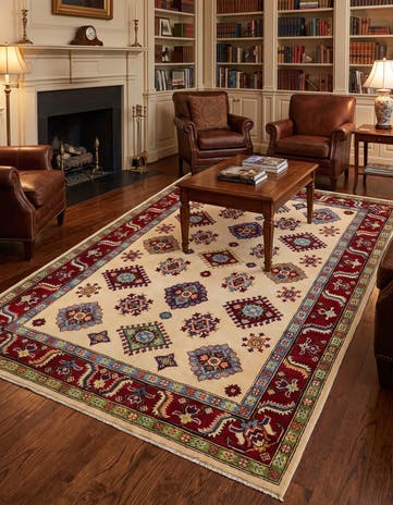 5' 4 x 7' 11 Hand Knotted Kazak Rug