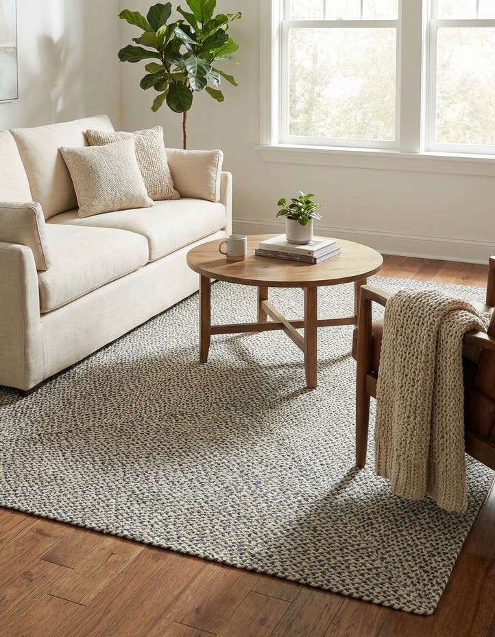 6' 1 x 9' Handmade Tweed Braided Jute Rug