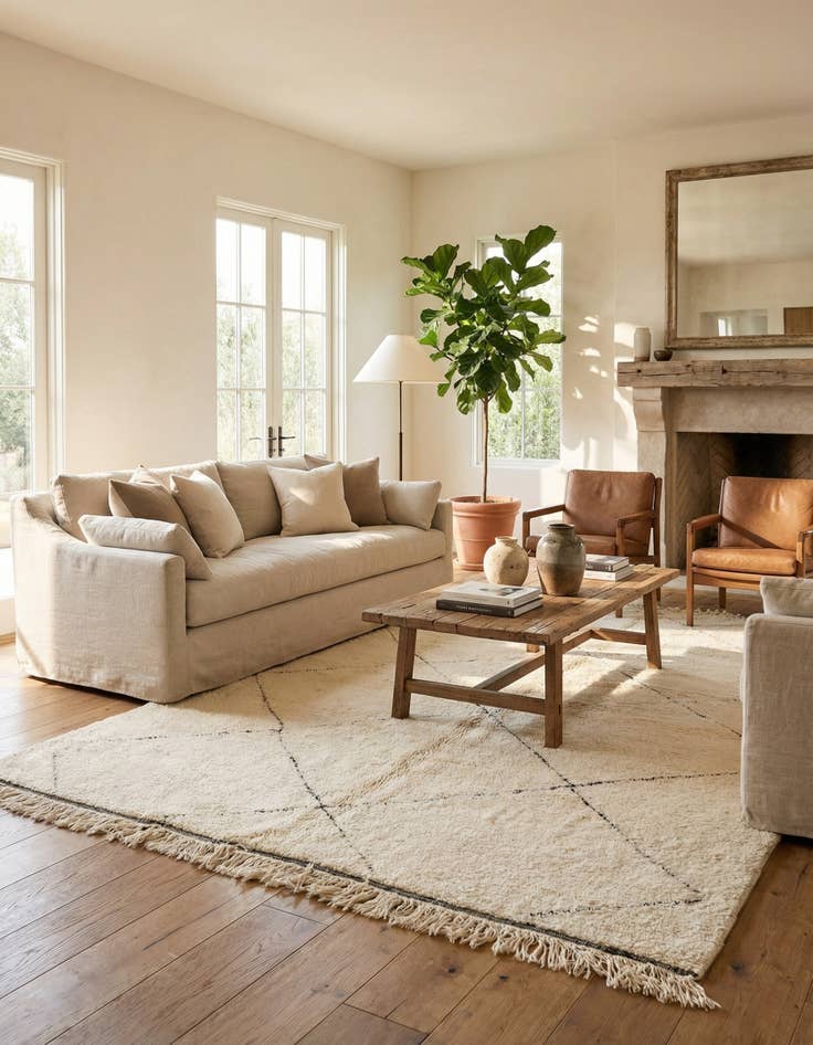 Detail image of 6' 6 x 9' 5  Hand Knotted Moroccan Wool Rug