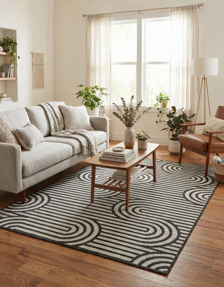 Detail image of 4' x 6'  Washable Modern Indoor / Outdoor Rug