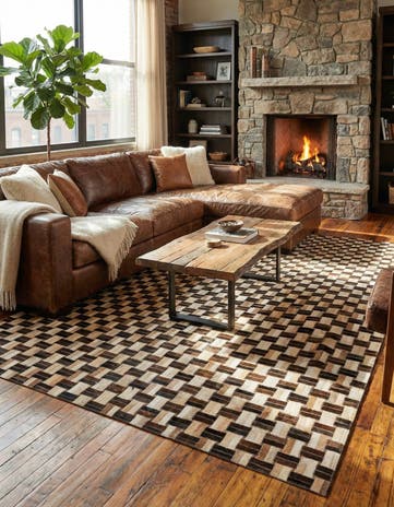 4' 11 x 7' 10 Cowhide - Patchwork Rug