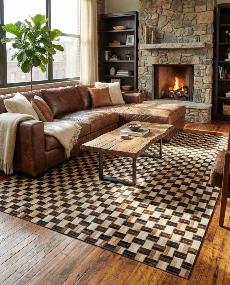 Detail image of 4' 11 x 7' 10 Cowhide - Patchwork Rug