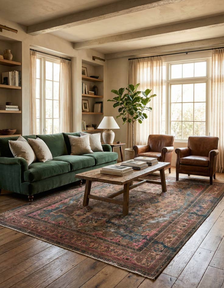 Detail image of 6' 7 x 9' 8  Hand Knotted Ultra Vintage Persian Wool Rug