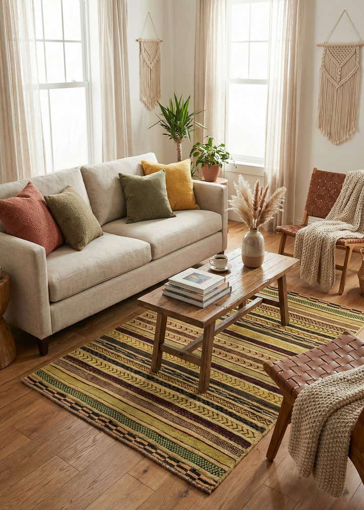 3' 4 x 4' 10 Hand Knotted Modern Ziegler Rug