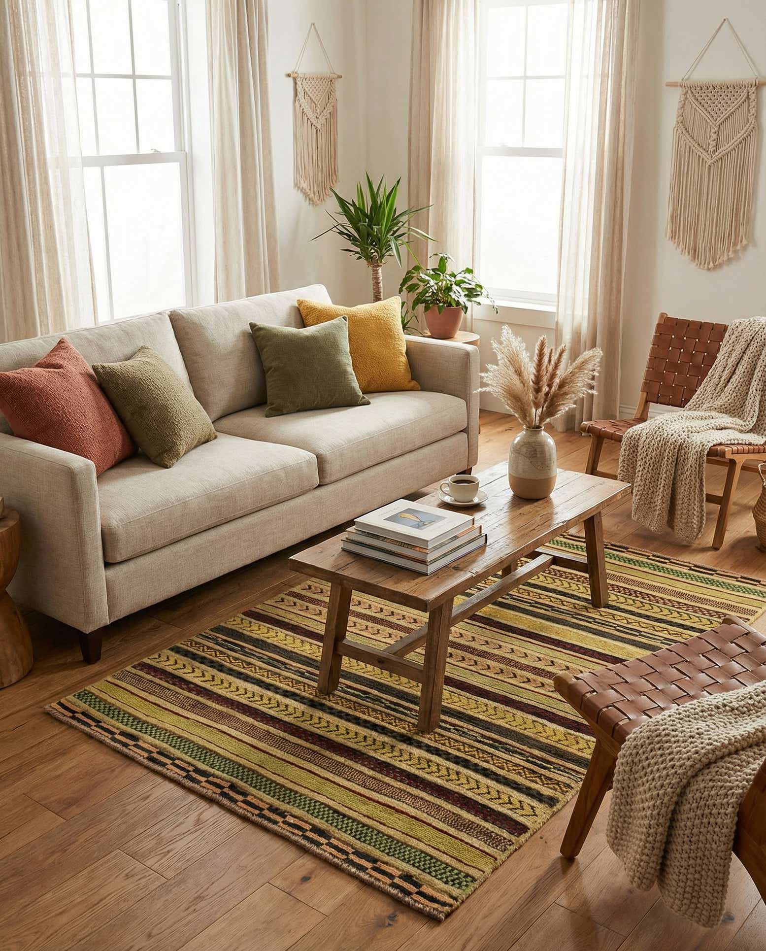 3' 4 x 4' 10 Hand Knotted Modern Ziegler Rug