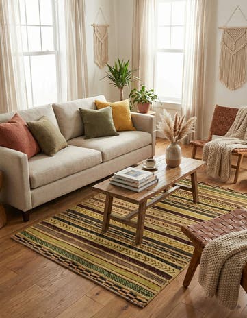 3' 4 x 4' 10 Hand Knotted Modern Ziegler Rug