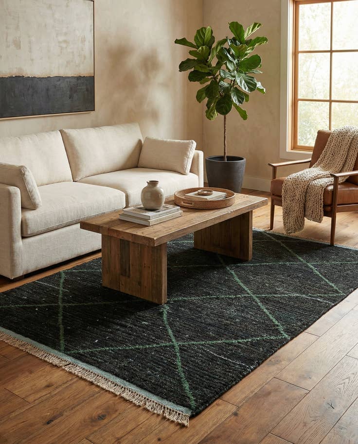 Detail image of 4' 1 x 6' 2 Hand Knotted Moroccan Wool Rug