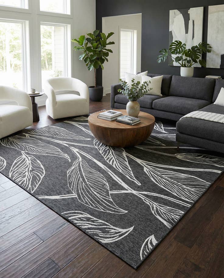 Detail image of 10' 8 x 10' 8 Easy-Clean Botanical Indoor / Outdoor Square Rug