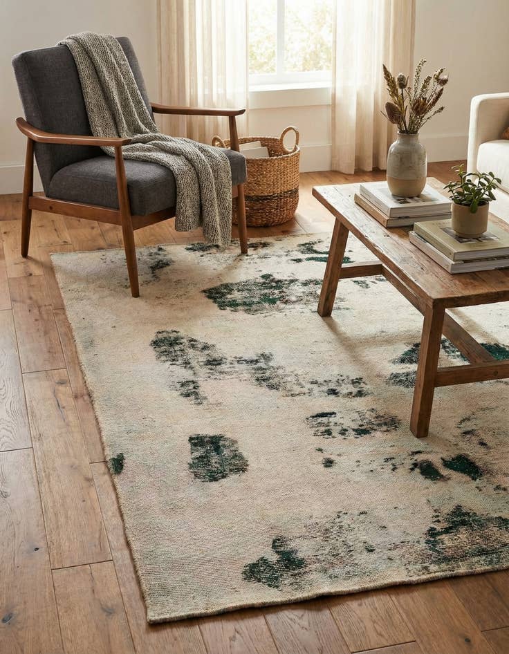 Detail image of 4' 8 x 6' 2  Hand Knotted Ultra Vintage Persian Wool Rug