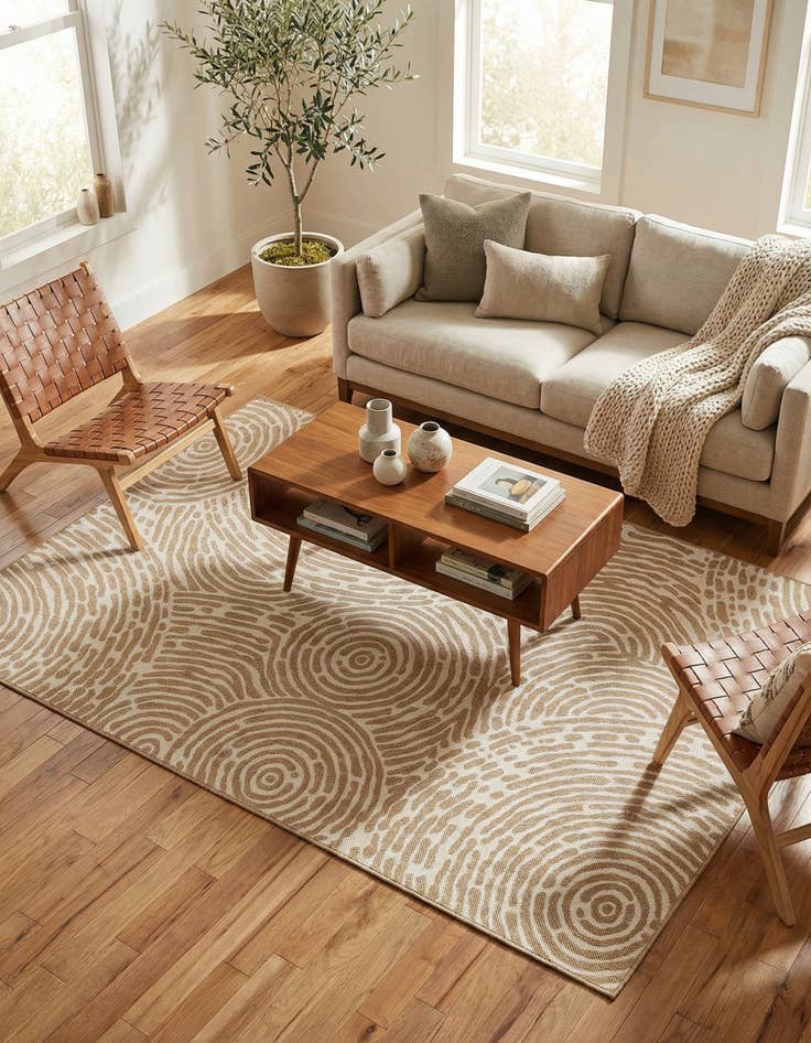 Detail image of  5' 3 x 8'  Washable Modern Indoor / Outdoor Rug