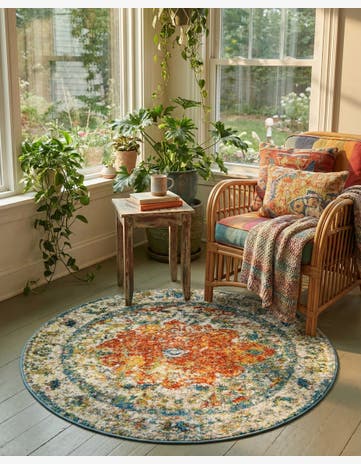 Orange Veneto Round Rug