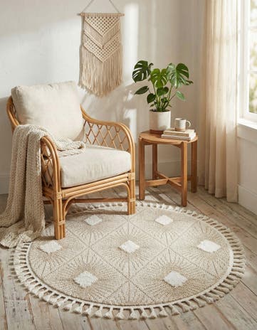 Ivory Boho Round Rug